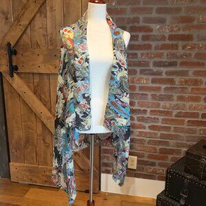 Paisley Print Kimono Vest Wrap Scarf Print | One Size | Boho Festival Cover-Up